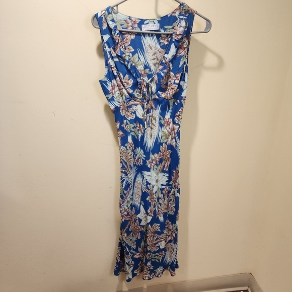 LUCY LOVE vintage floral midi dress size M - Picture 10 of 11